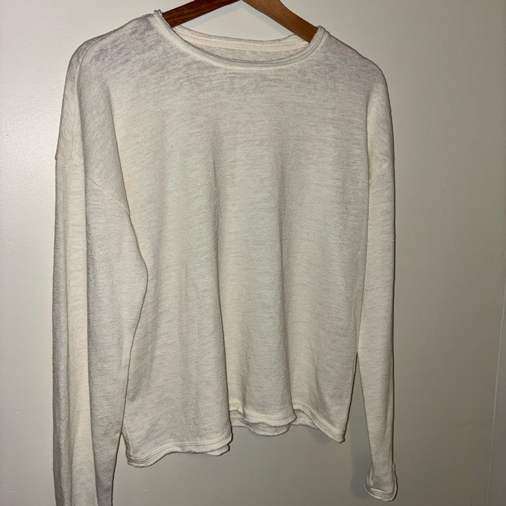 Treasure & Bond Off-White Long-Sleeve Crewneck Top